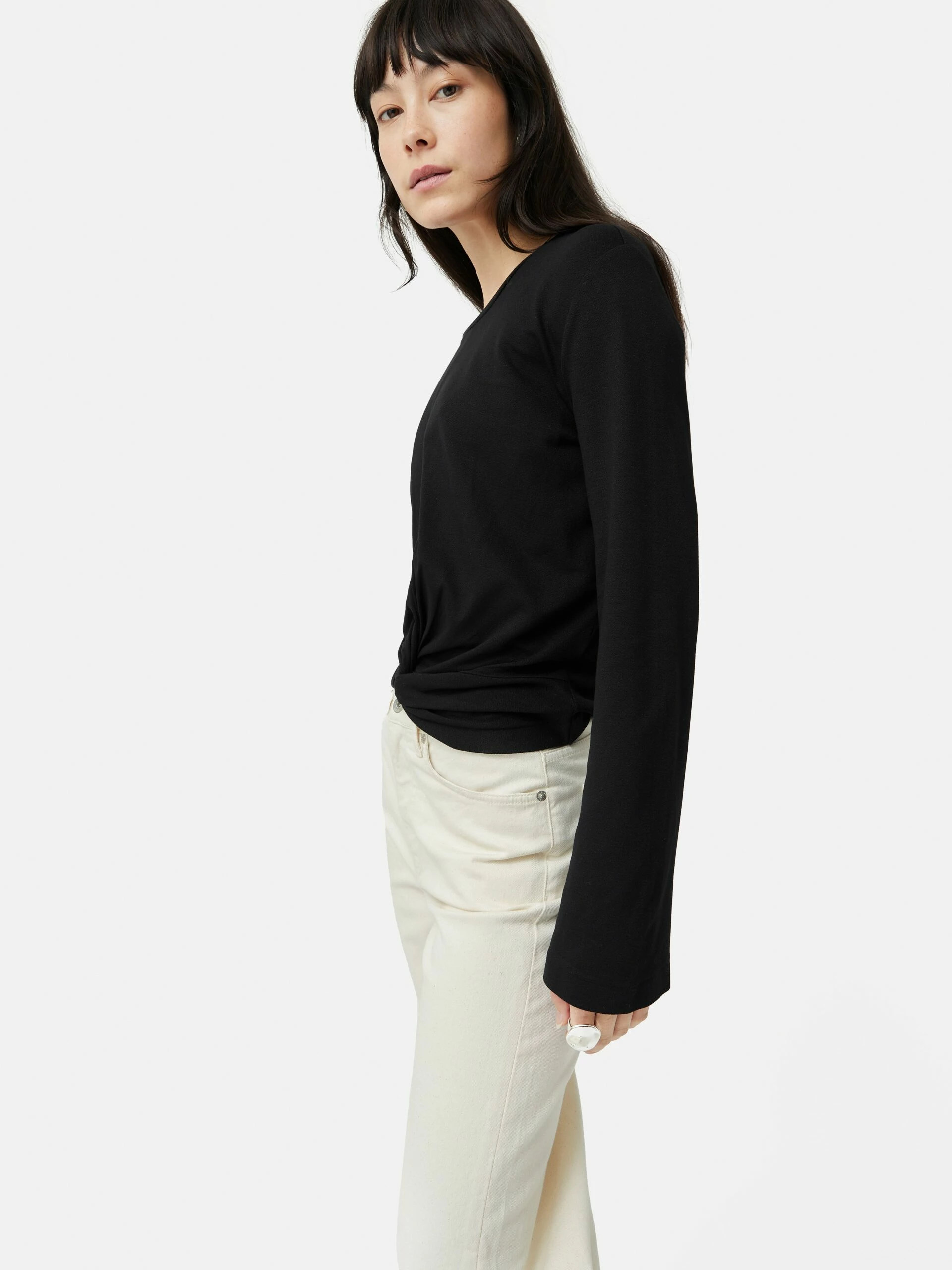 Knotted Front Long Sleeve Top | Black 6 Knotted Front Long Sleeve Top | Black - Image 6