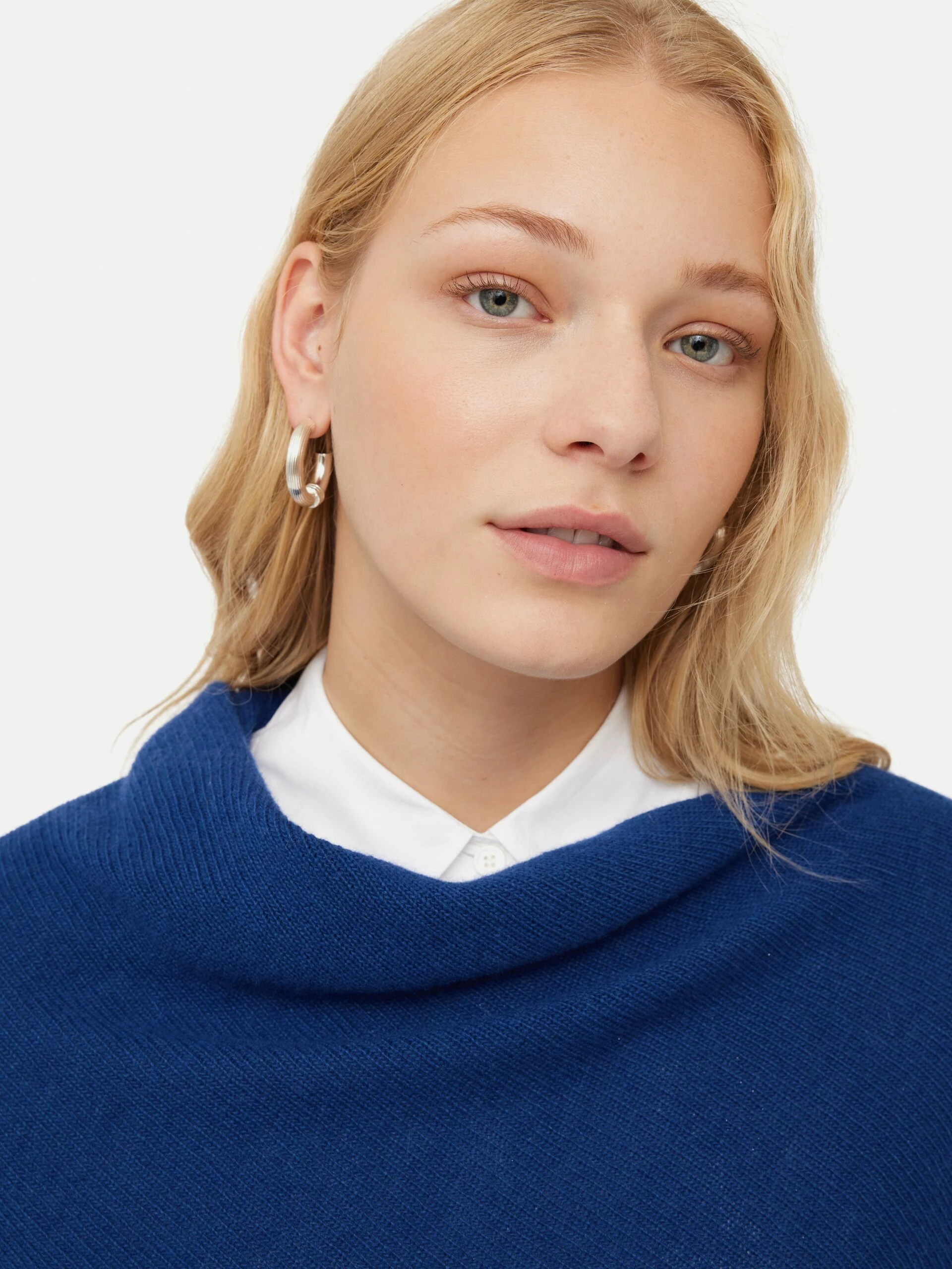 Wool Cashmere Blend Poncho | Blue 2 Wool Cashmere Blend Poncho | Blue - Image 2