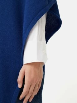 Wool Cashmere Blend Poncho | Blue 8 Wool Cashmere Blend Poncho | Blue -Jigsaw Shop J48662 BL000 2