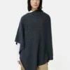 Wool Cashmere Blend Poncho | Slate