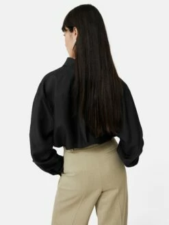 Silk Habotai Relaxed Shirt | Black 14 Silk Habotai Relaxed Shirt | Black -Jigsaw Shop J48677 BK000 5