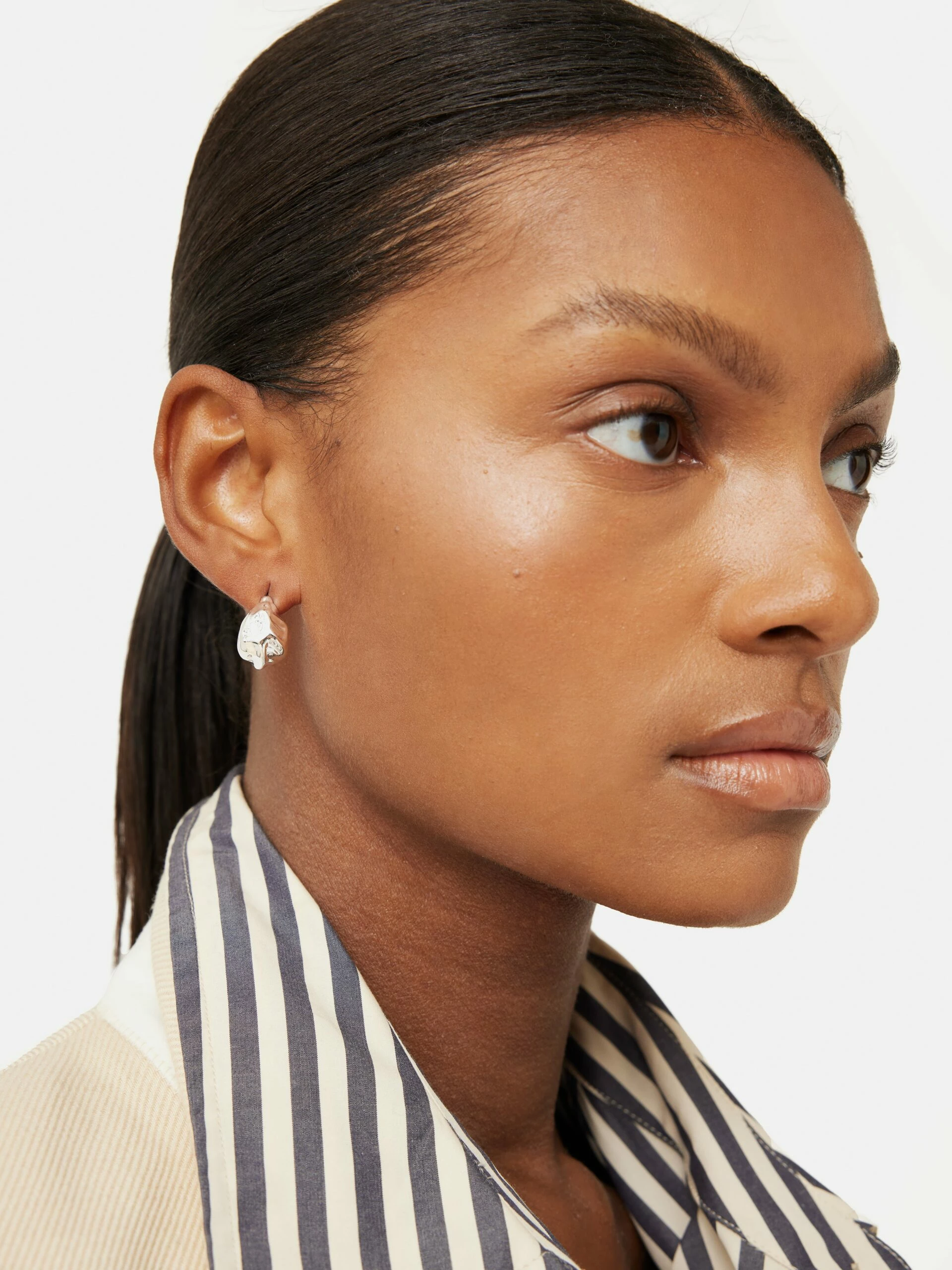 Molten Metal Hoop Earrings | Silver 2 Molten Metal Hoop Earrings | Silver - Image 2