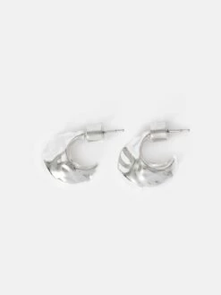 Molten Metal Hoop Earrings | Silver 7 Molten Metal Hoop Earrings | Silver -Jigsaw Shop J48695 GY009 STILL 4