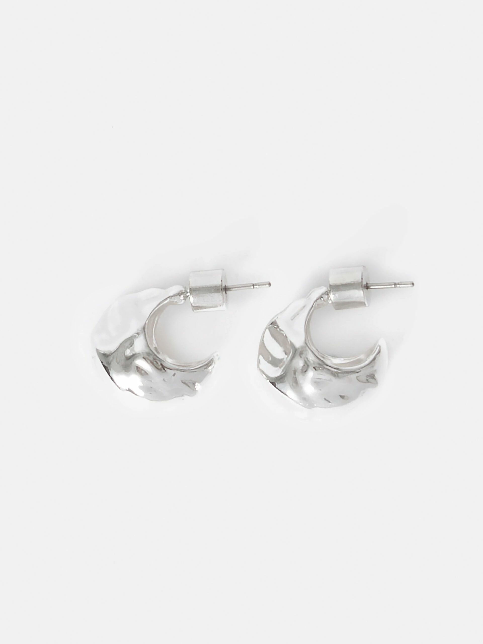 Molten Metal Hoop Earrings | Silver 4 Molten Metal Hoop Earrings | Silver - Image 4