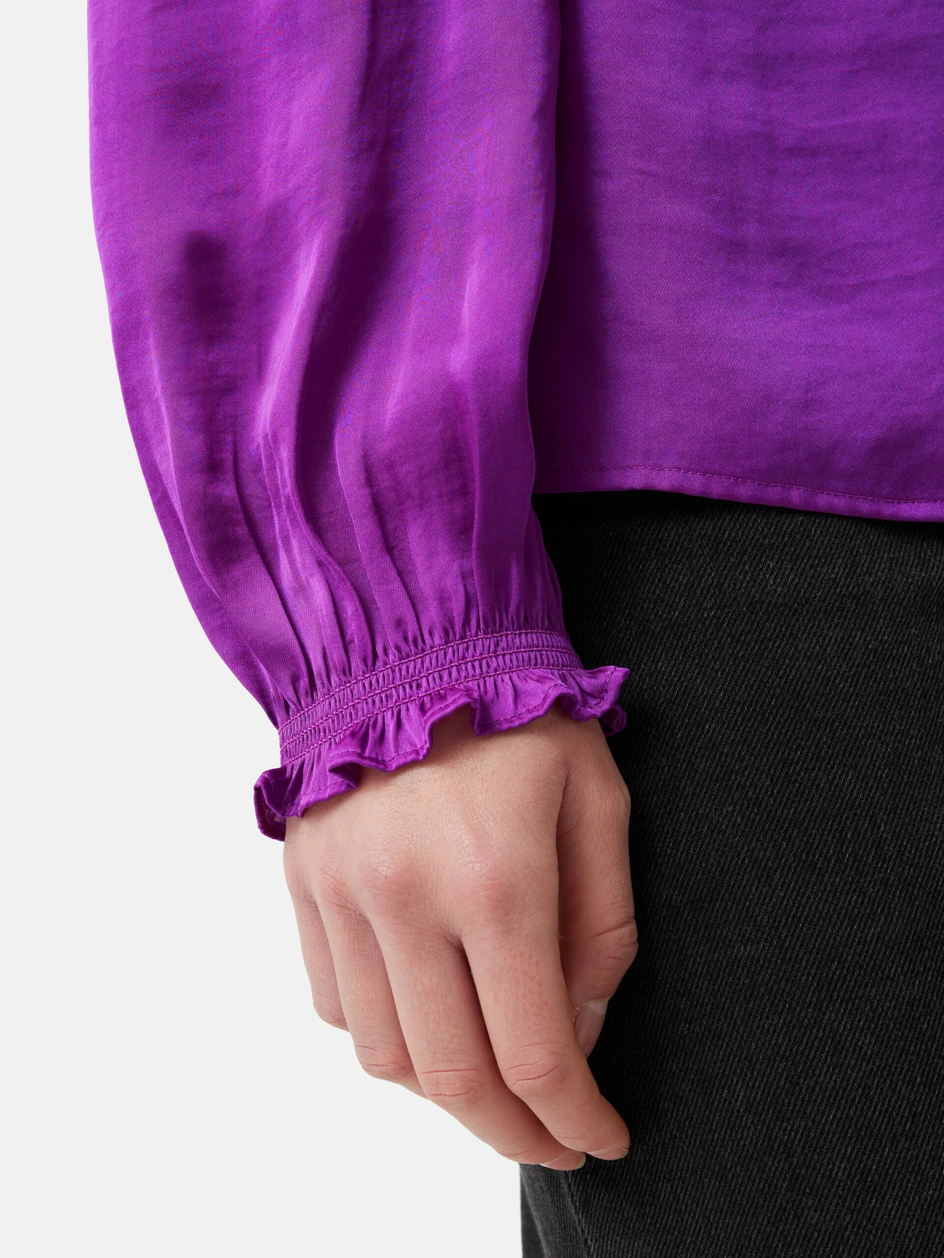 Recycled Satin V Neck Top | Purple 2 Recycled Satin V Neck Top | Purple - Image 2