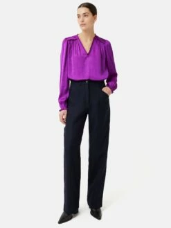 Recycled Satin V Neck Top | Purple 10 Recycled Satin V Neck Top | Purple -Jigsaw Shop J48723 PU000 3