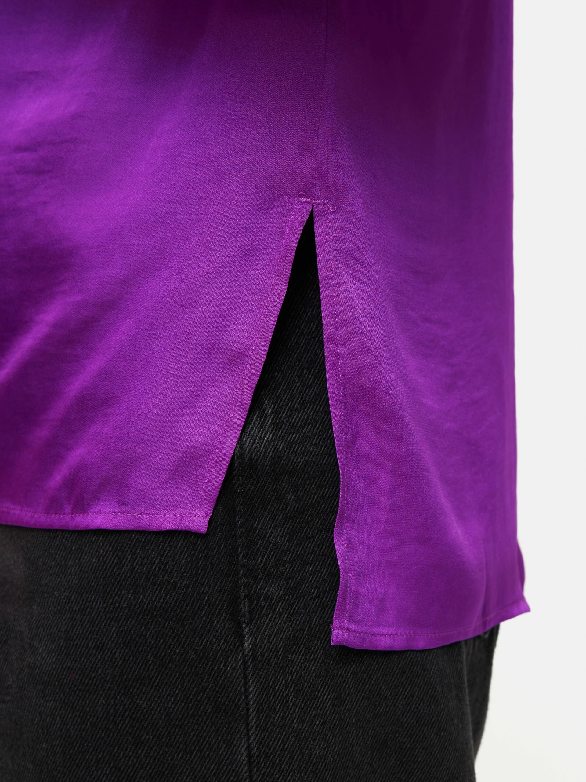 Recycled Satin V Neck Top | Purple 4 Recycled Satin V Neck Top | Purple - Image 4