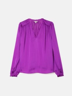 Recycled Satin V Neck Top | Purple 14 Recycled Satin V Neck Top | Purple -Jigsaw Shop J48723 PU000 STILL