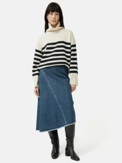 Denim Frayed Midi Skirt | Indigo -Jigsaw Shop J48802 BL012 9