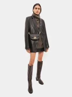 Oversized Leather Blazer | Black